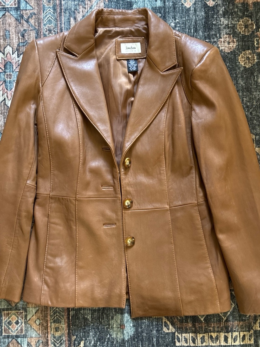 Vintage Neiman Marcus Tan Leather Blazer